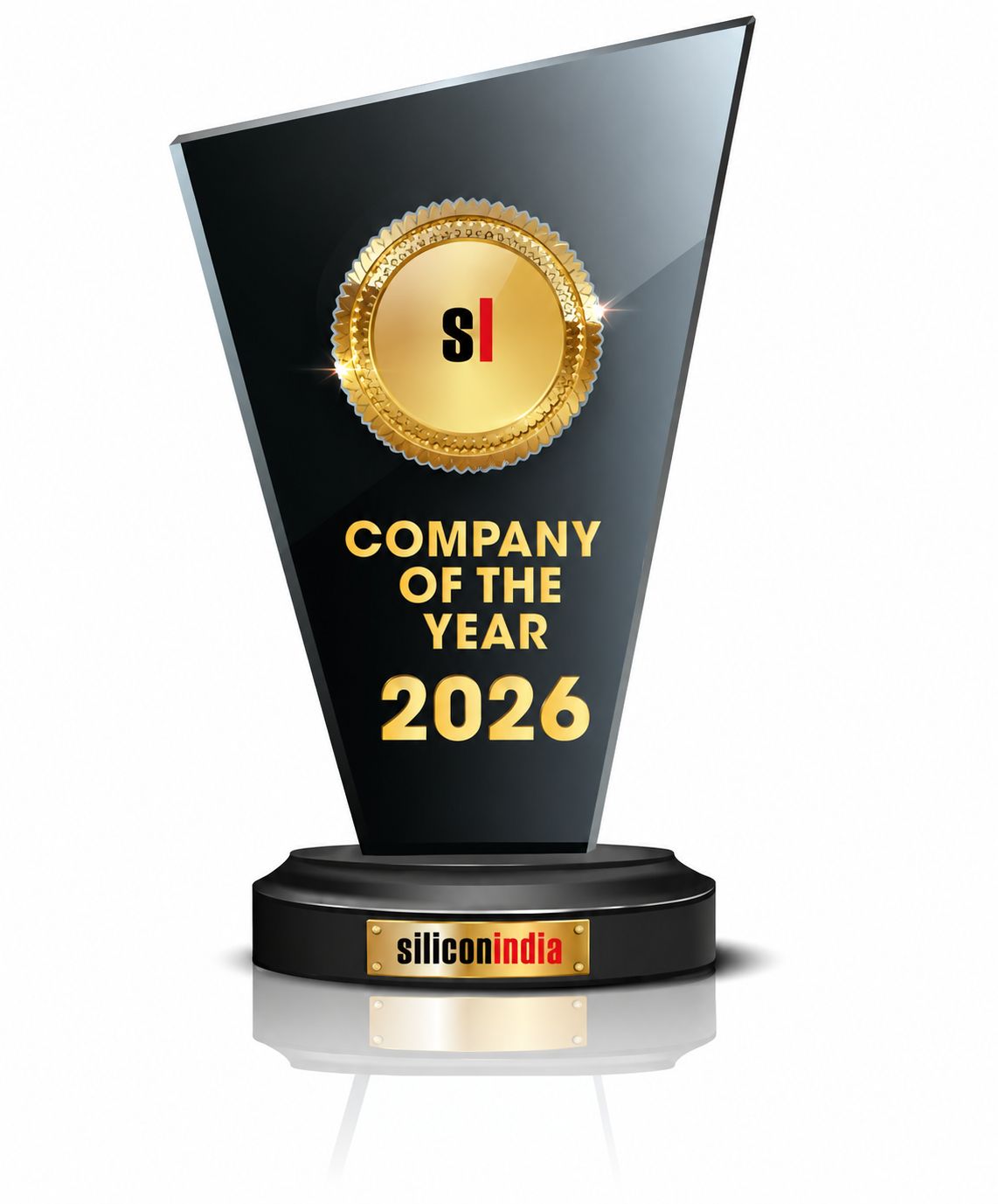 Company of the Year 2026 award: glass trophy from siliconindia Magazine, presented to Digitus Business Solutions