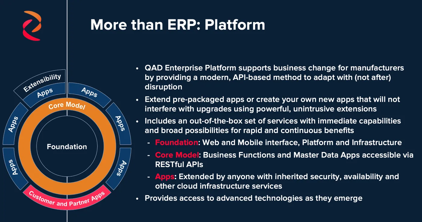 QAD is more than an ERP; It is a platform with modern capabilities